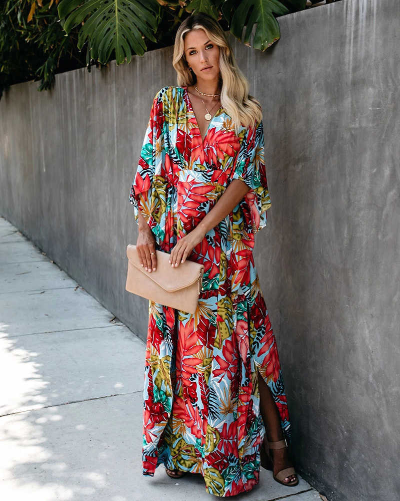 Women Swimsuit Cover Up Sleeve Kaftan Beach Tunic Dress Robe De Plage Solid White Cotton Pareo Beach High Collar Cover Up T200601