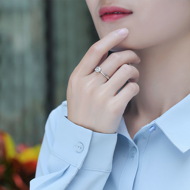 1Ct Women Moissanite Rings Sterling Sier Plated Dia Top Quality Lady Wedding Ring Gift With Box Adjustable Size Fashion Fine Jewelry