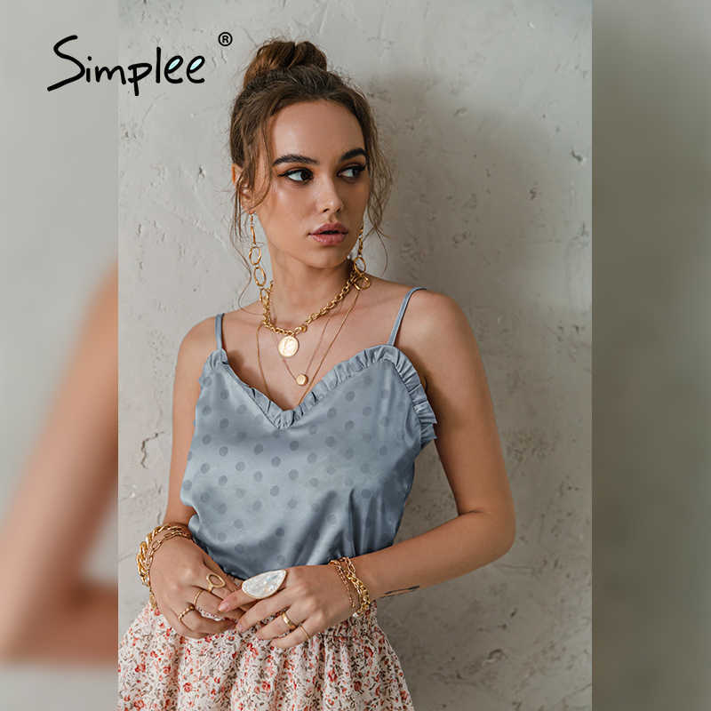 V-neck Sexy Satin ruffle Female Tanks Pink Loose Basic Sleeveless Office Lady Camis Fashion Women's Summer Sling Top 210625