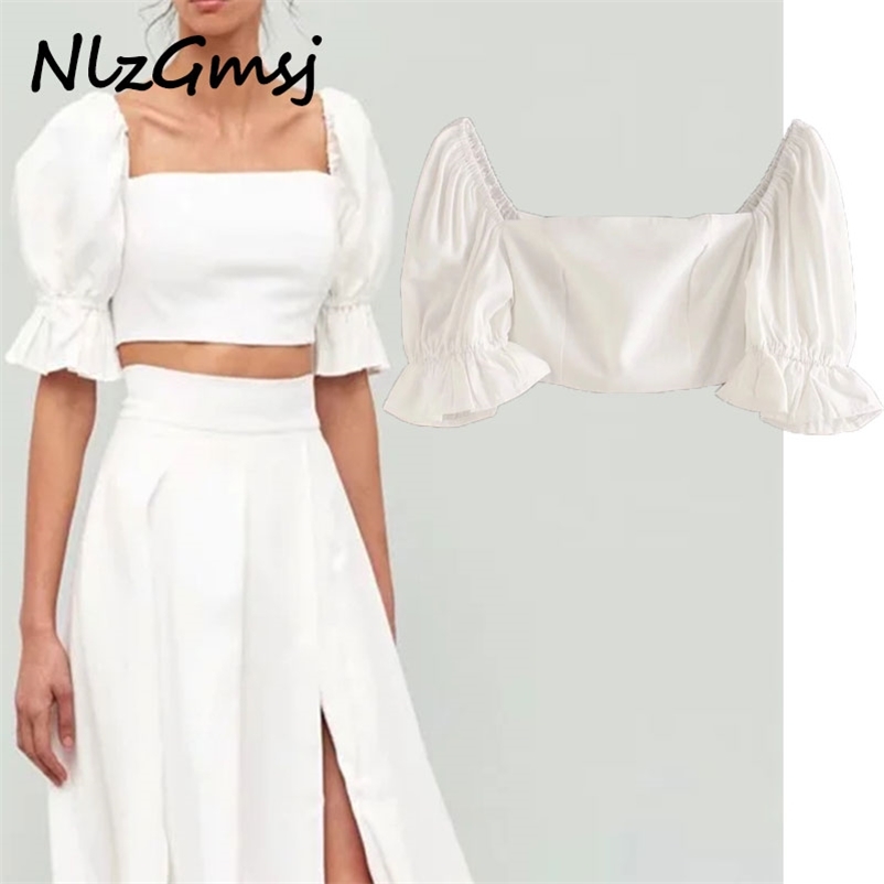 Blouse Women Solid Short Top Puff Sleeve Square Collar High Waist Receive waist 04 210628, As picture
Blouse Women Solid Short Top Puff Sleeve Square Collar High Waist Receive waist 04 210628, As picture