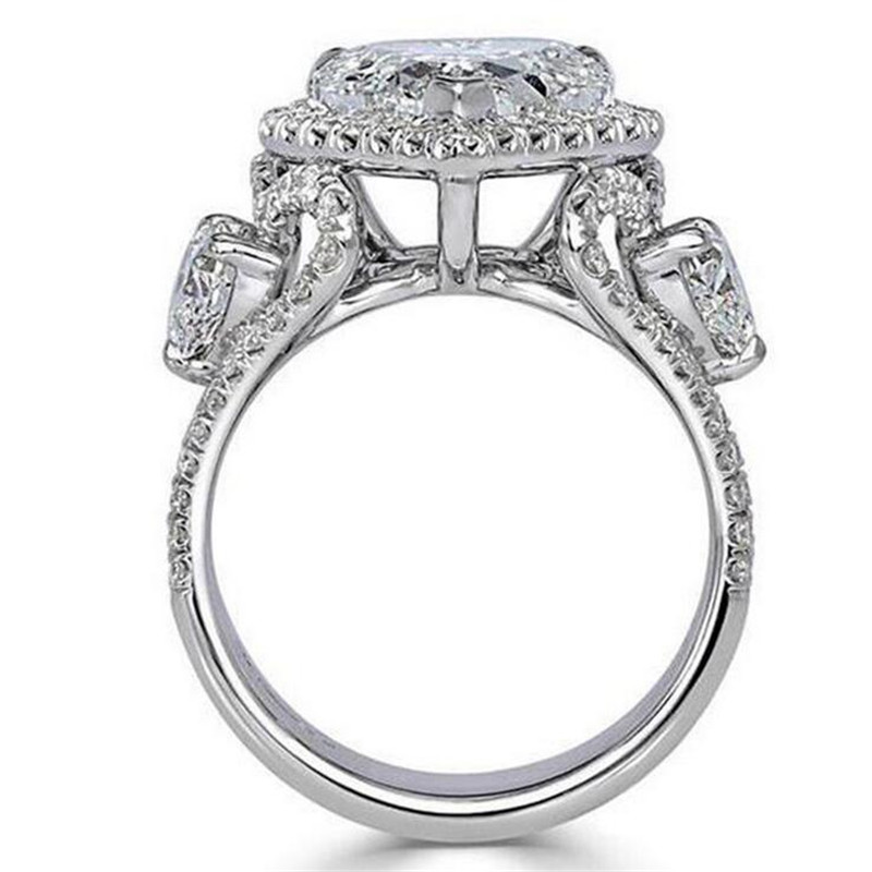 Size 6-10 Top Sell Handmade Wedding Ring Luxury Jewelry 925 Sterling Silver Heart Shape White Topaz CZ Diamond Zircon Gemstones Party Women Engagement
