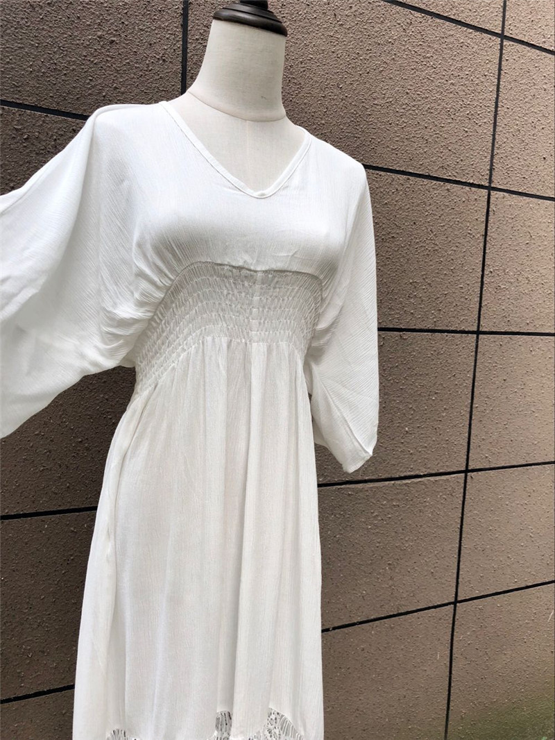 Cotton Beach Cover up Kaftans Sarong Bathing Suit s Pareos Swimsuit Womens Swim Wear Tunic #Q501 210420