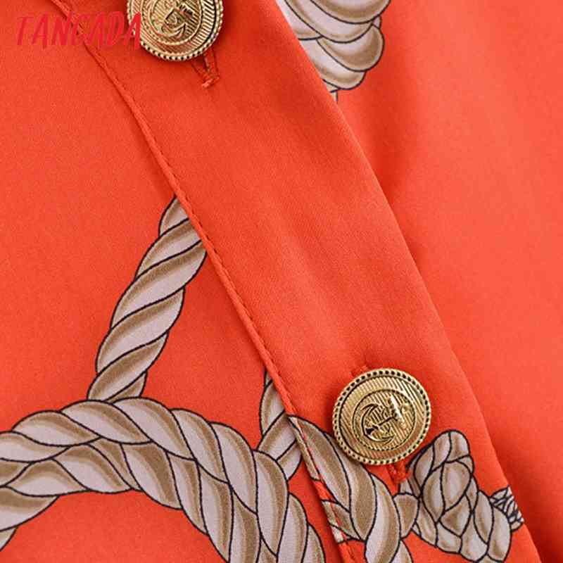 Women Retro Print Chiffon Shirt Blouse Long Sleeve Chic High Street Female Tops JE15 210416