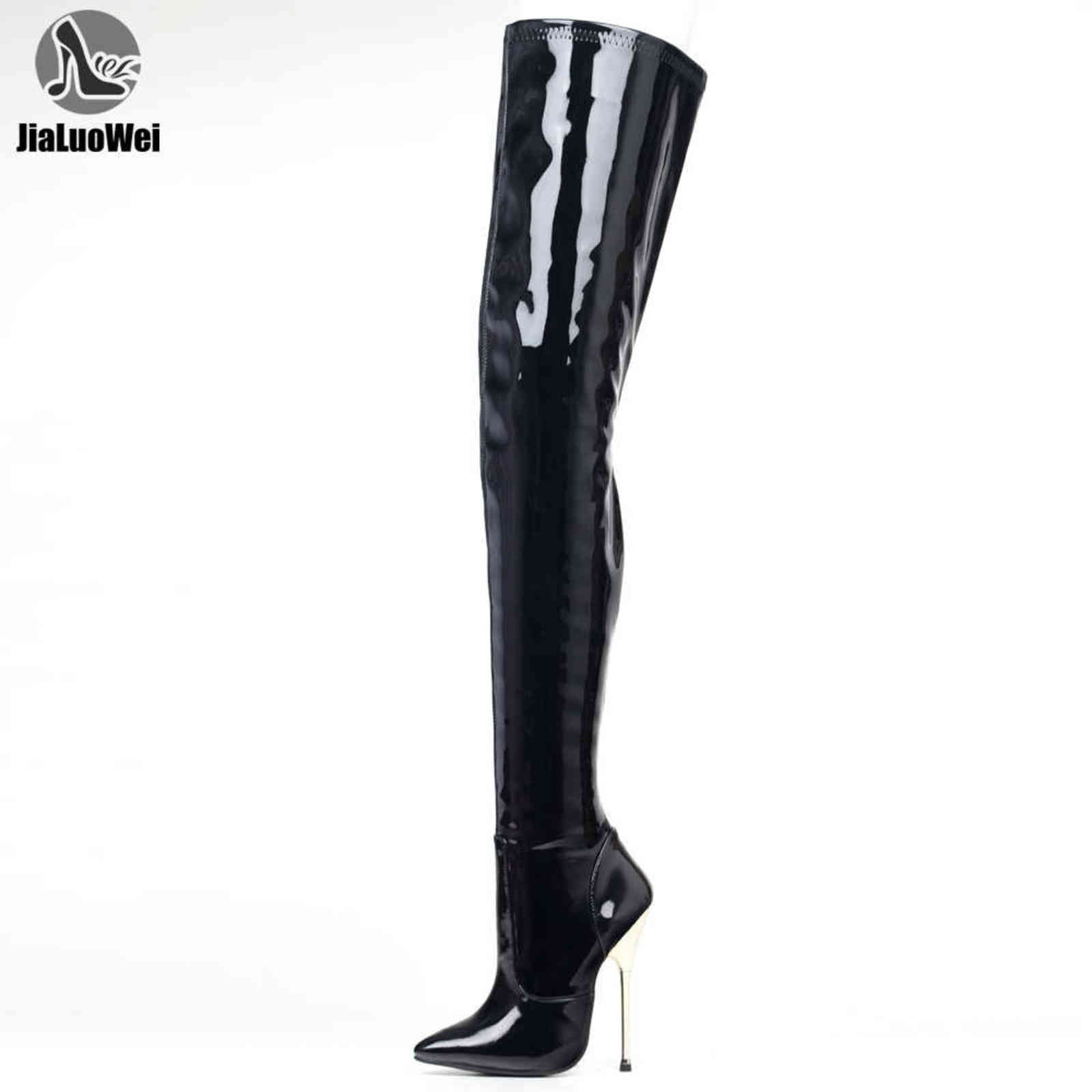 JIALUOWEI 36-46 Big Size PU leather thigh high boots 14cm high heel pointed toe over the knee long boots in stock fast shipping H1123, Black shiny
JIALUOWEI 36-46 Big Size PU leather thigh high boots 14cm high heel pointed toe over the knee long boots in stock fast shipping H1123, Black shiny
