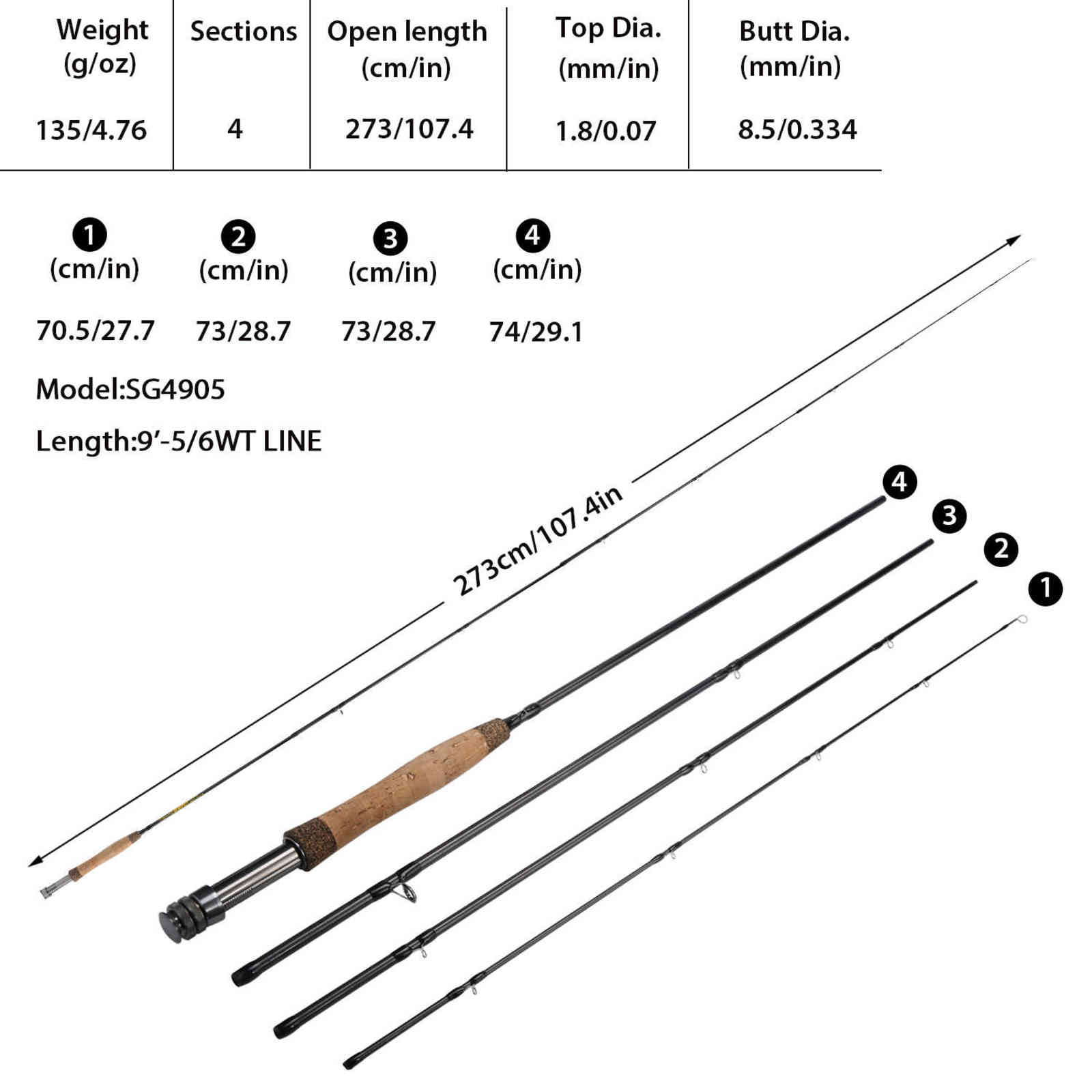 Sougayilang Fly Fishing Rod High Performance 4 Piece Fast Action Carbon Fiber Pole for Freshwater 211118