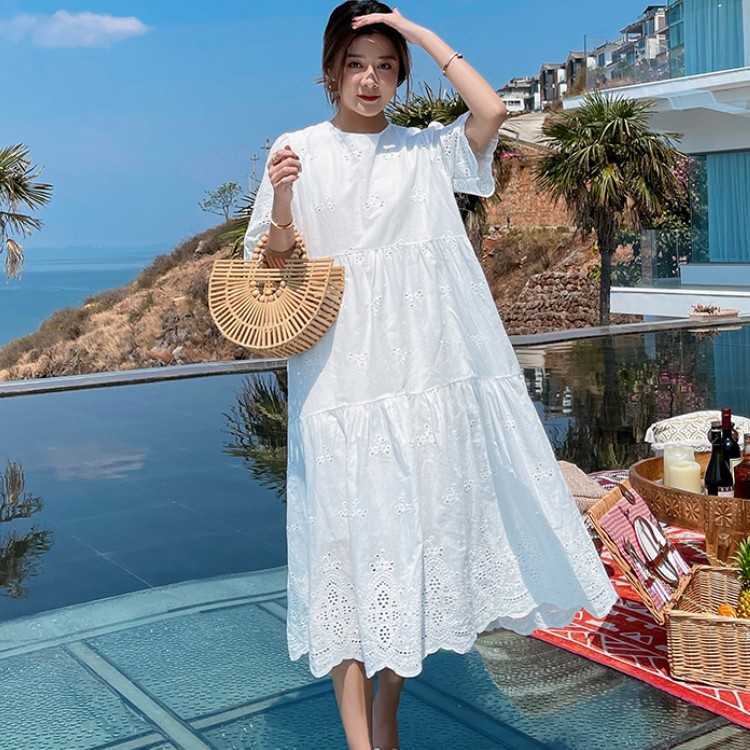 Retro Fashion Elegant White Cotton Hollow Embroidery Party Dress Women Summer Short Sleeve Casual Loose Dresses Female Vestidos 210526
Retro Fashion Elegant White Cotton Hollow Embroidery Party Dress Women Summer Short Sleeve Casual Loose Dresses Female Vestidos 210526