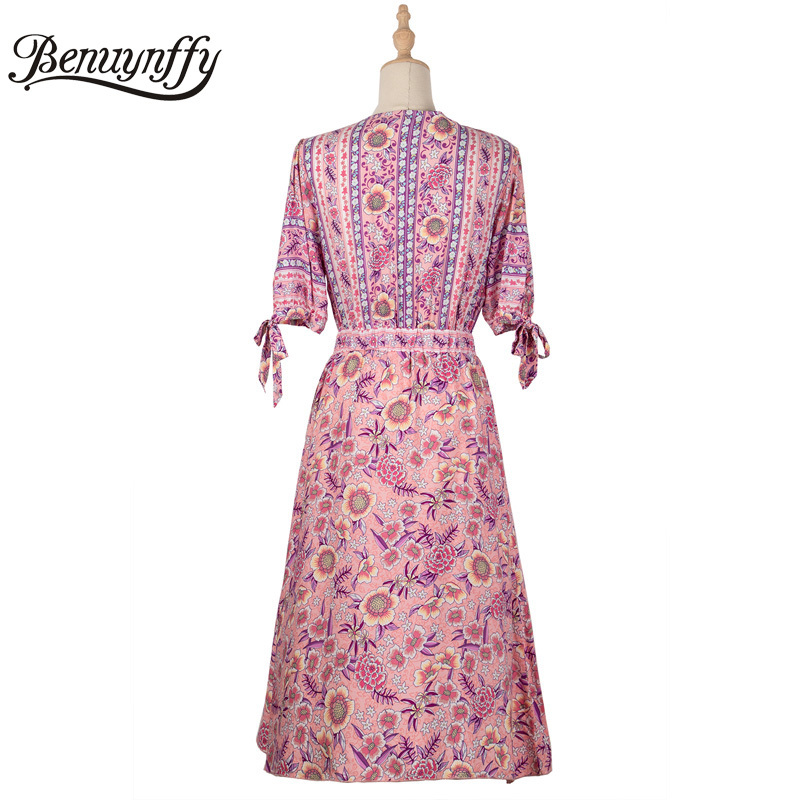 Surplice Neck Holiday Style Floral Print Midi Dresses Women Summer Casual High Waist Short Sleeve Female A-Line Dress 210510