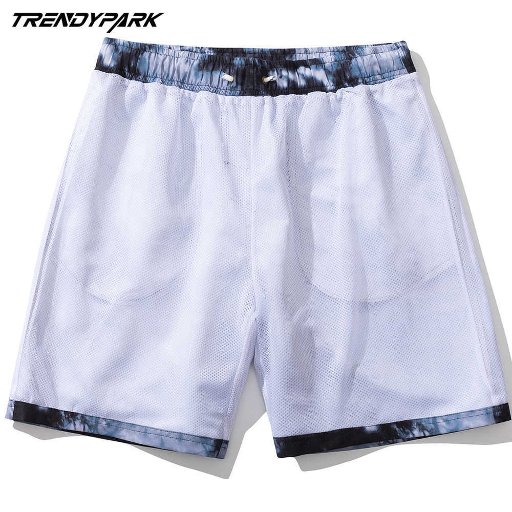 Short for Men Beach Holiday Tie-dye Printed Summer Oversize Harajuku Drawstrings Casual Mesh Inside Quick Dry Board Shorts 210601