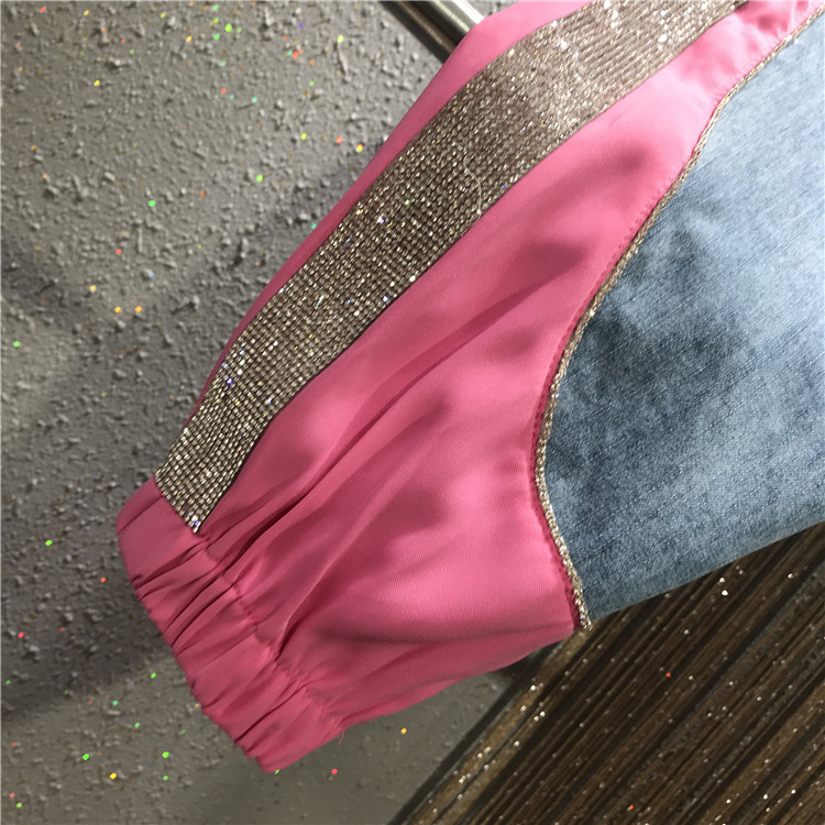 Summer Casual Jeans Woman Long Trousers Cowboy Female Loose Streetwear Rhinestones Splice Denim Pants ZA4295 210427