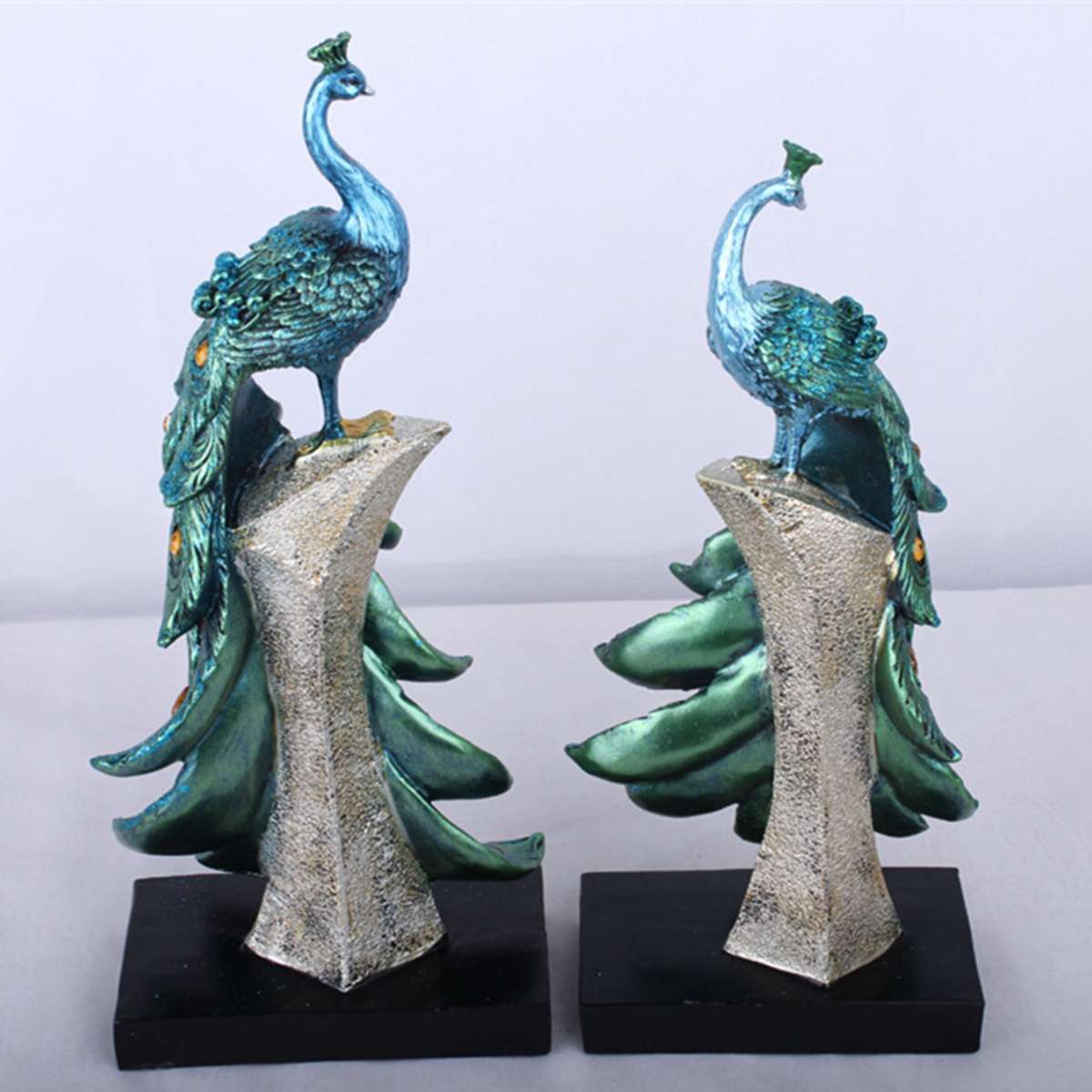 Exotic Peacock Resin Decoration Crafts Desktop Ornament Decorations Figurine Miniatures Statue Sculpture Home Decor 210414