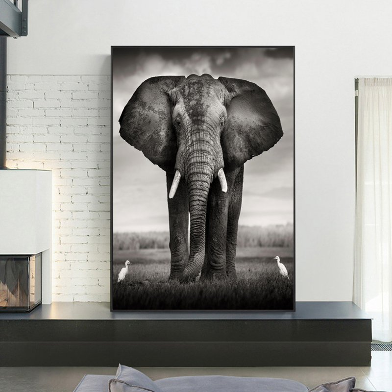 Elephant Posters Wall Painting For Living Room Home Decor Black And White Animal Canvas Pictures Prints NO FRAME