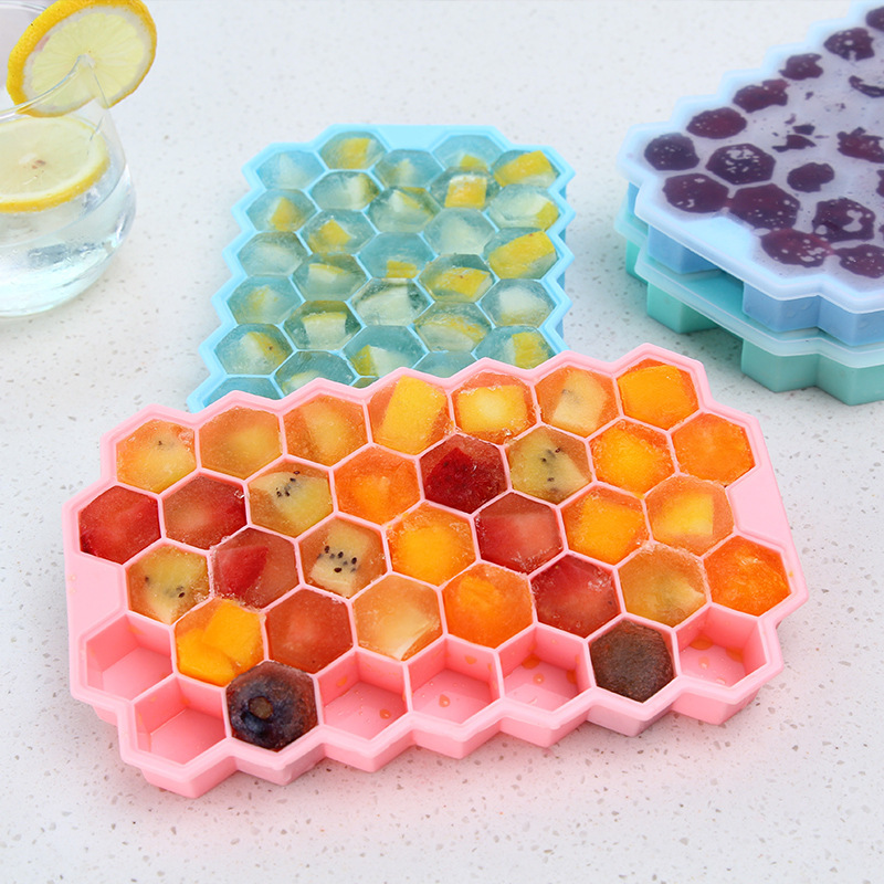 1Pcs With Cover/no Cover Honeycomb Shape Ice Cube Mold for Summer Multi Purpose Whiskey Cocktail Kitchen Tools Reusable