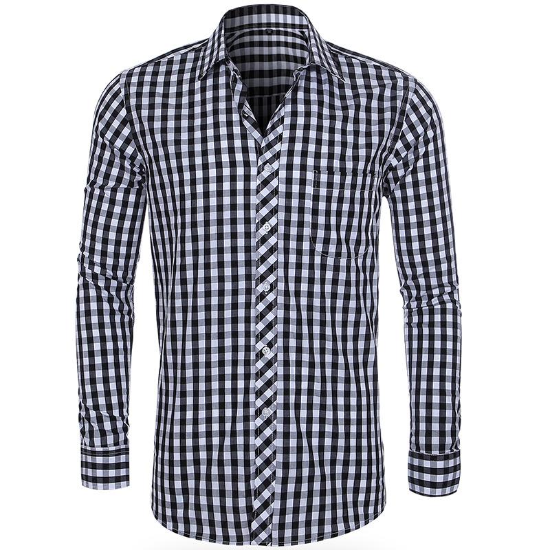 Men's Clothing Cotton Plaid Casual Shirt Button Up Turn-down Collar Single Breasted Regular Korean Clothes 38 44 Shirts