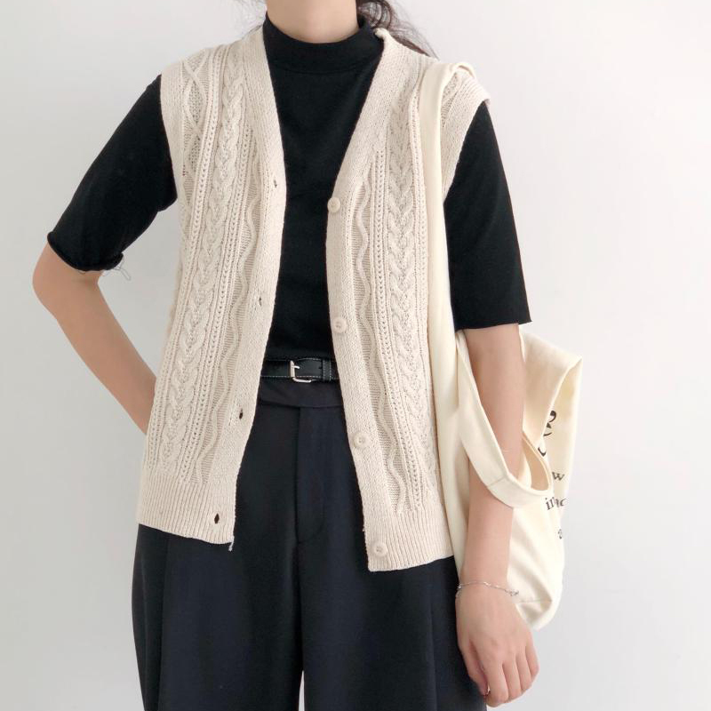 Fashion OL Basic Vintage Sweater Women Vest Sleeveless Autumn Winter Elegant Solid Formal Knitted Cardigan Tops 210421