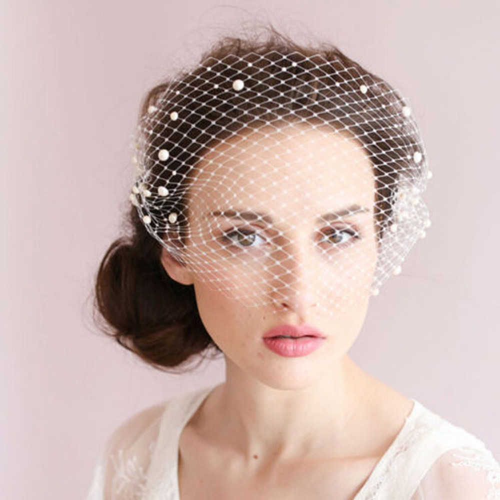 Bling White Diamante Hair Hoop Headband Veil Crystals Birdcage Wedding Combs Jewelry Accesories Gift 210707