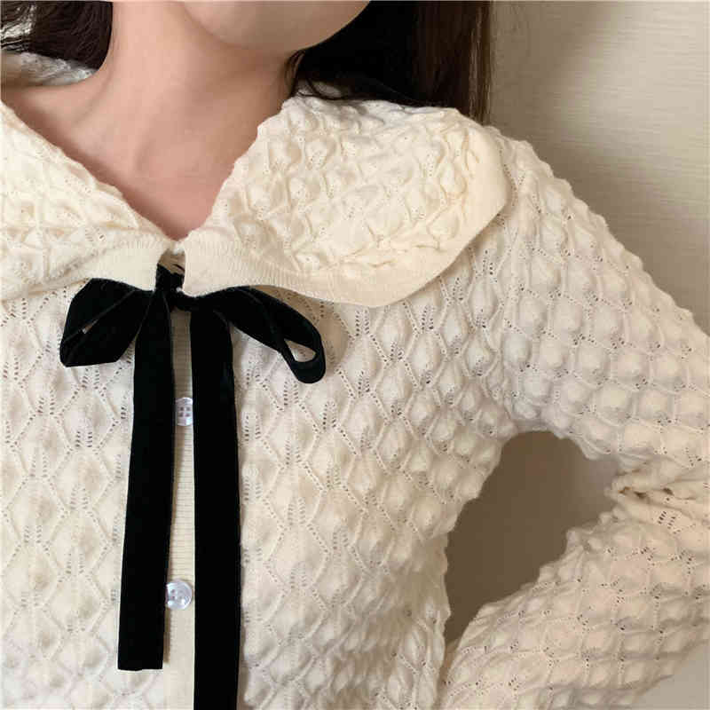 korean style Knitted Sweaters Women japanese slim vintage butterfly collar Sweater and pullovers Female Jumpers (R99449 210508