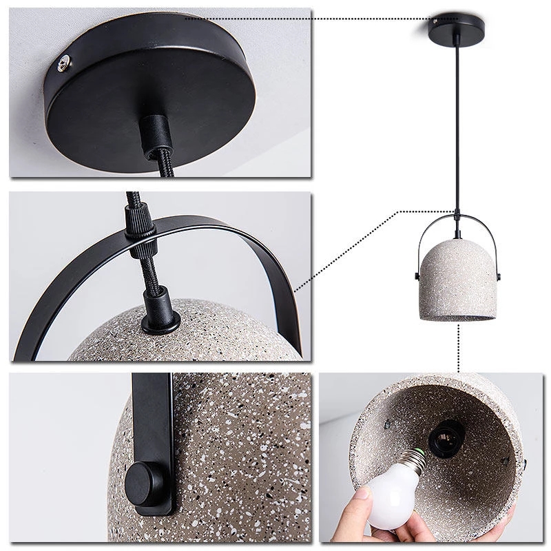 Postmodern Cement Cord Pendant Lights Dining Room Lamp Creative Simple Handwork Droplight E27 6w Led Lighting Fixture