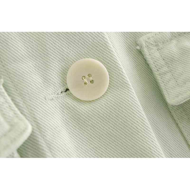 Foridol Woman Dress Waist Drawstring with Pockets Denim Dress Single Breasted Long Sleeve Mini Dress Vestido De Mujer 210415