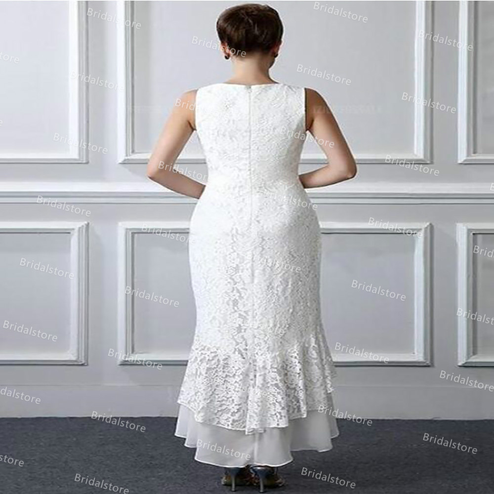 Gorgeous White Lace Mother Of The Bride Dresses Two Piece Summer Wedding Guest Party Dress 2021 Tea Length Chiffon Evening Prom Skirt With Jacket robe