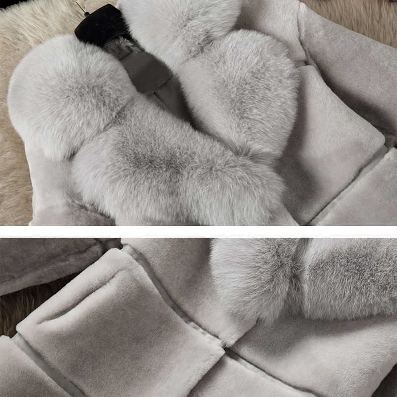 Faux Fur Coat Women Autumn Winter Long Jackets Female Casual Thick Warm Faux Fur Collar Coat Slim Outwear Clothes 5XL 210910