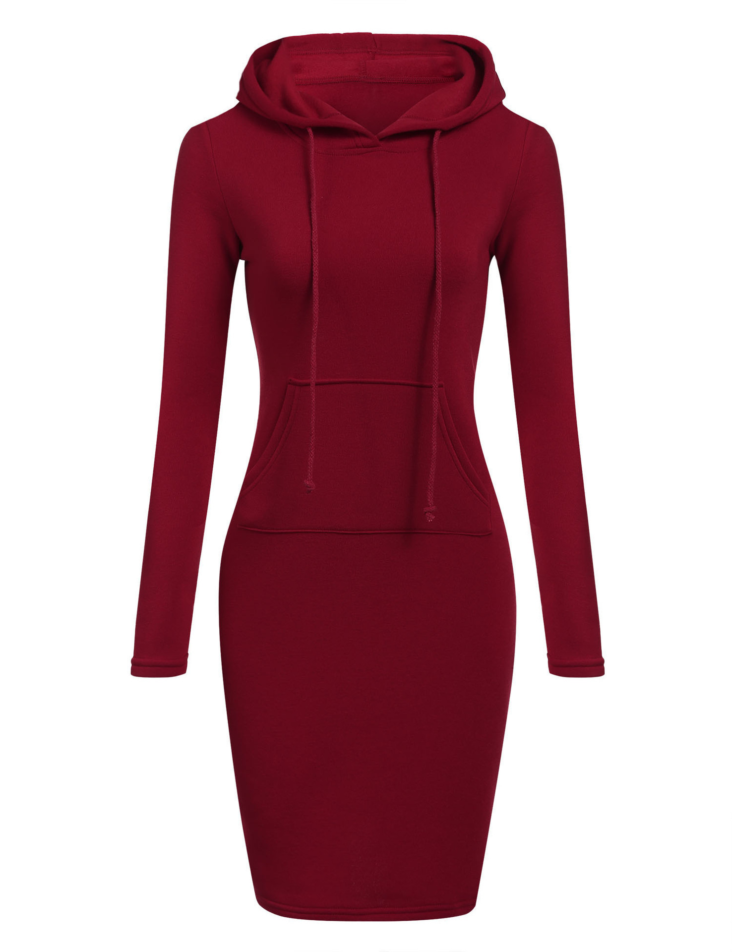 Spring Women's Casual Sweatshirt Long-sleeved Dress Woman Hooded Collar Pocket Simple Vesdies 210428
