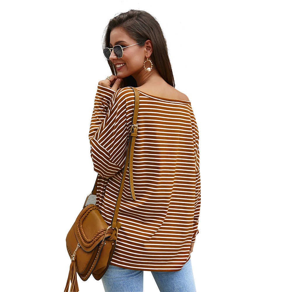 Vintage Striped Women Blouses Casual Loose O-Neck Long Sleeve Harajuku Shirt Plus Size W908 210526