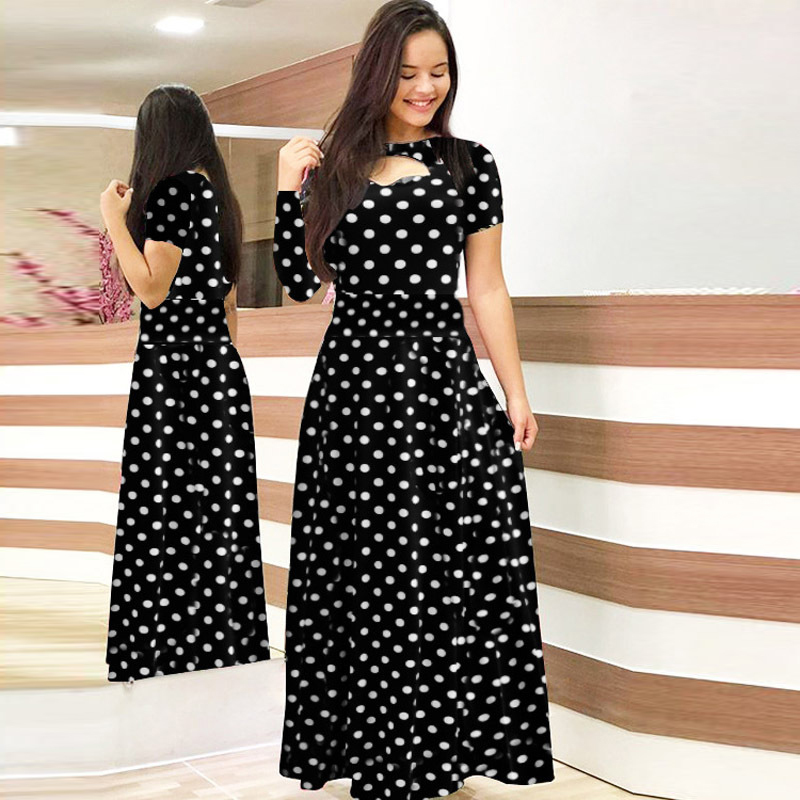 Spring Summer Women's Dress Fashion Floral Print Elegant Casual O Neck Hollow Out Boho Maxi Dreses Plus Size Vestidos 210522