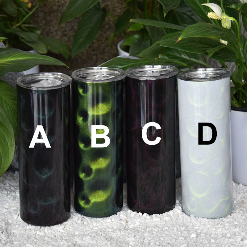 Sublimation Straight Tumbler Blanks 3D Dazzling Color Wormhole Tumblers Peacock Pattern Glitter Water Bottles with lids Stainless Steel Travel Coffee 