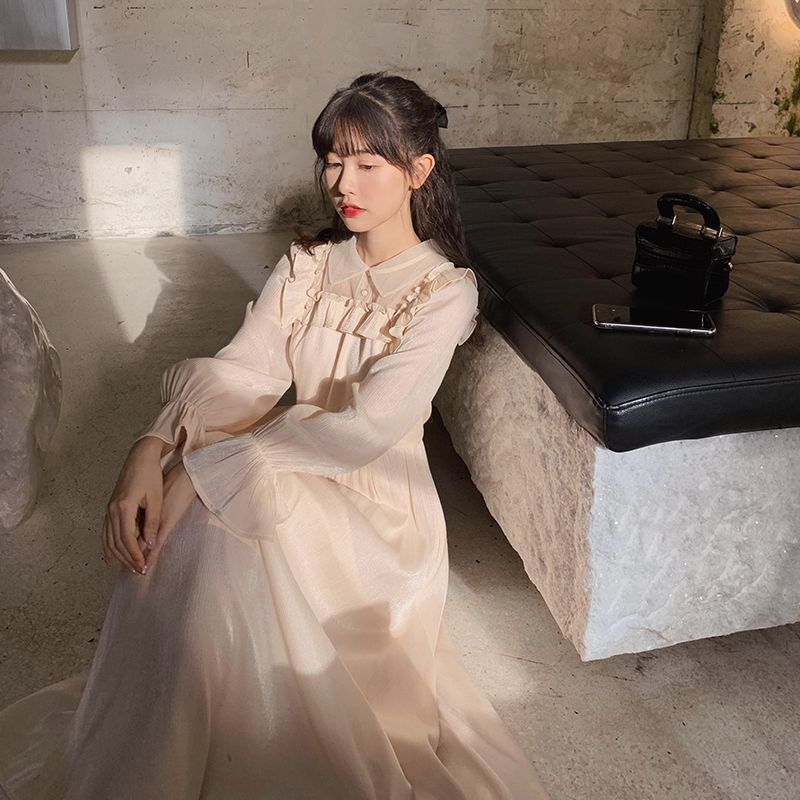 Fairy Vintage Dress Women French Evening Party Elegant Ruffles Dress Female Long Sleeve Retro Dress Korean Autumn 210521