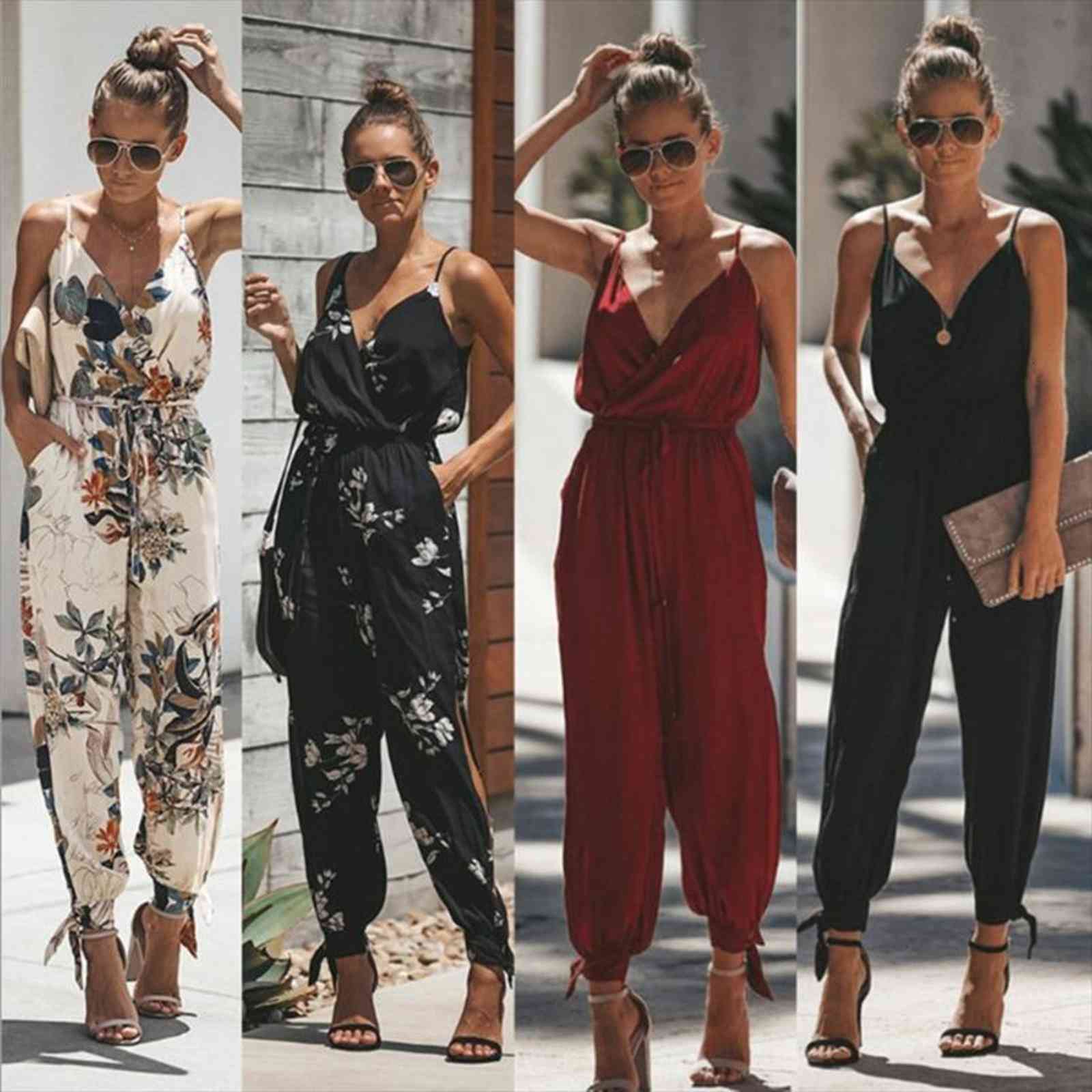 summer casual sleeveless v neck womens rompers fashion boho floral bodysuit wide leg loose long pants trousers, Black;white
summer casual sleeveless v neck womens rompers fashion boho floral bodysuit wide leg loose long pants trousers, Black;white