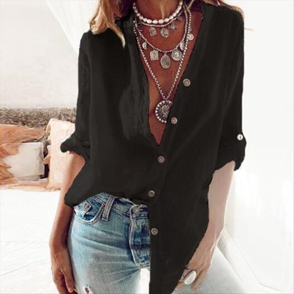 elegant office v neck women shirts button cotton linen autumn 3 4 sleeves solid blusa feminina 5xl, White
elegant office v neck women shirts button cotton linen autumn 3 4 sleeves solid blusa feminina 5xl, White