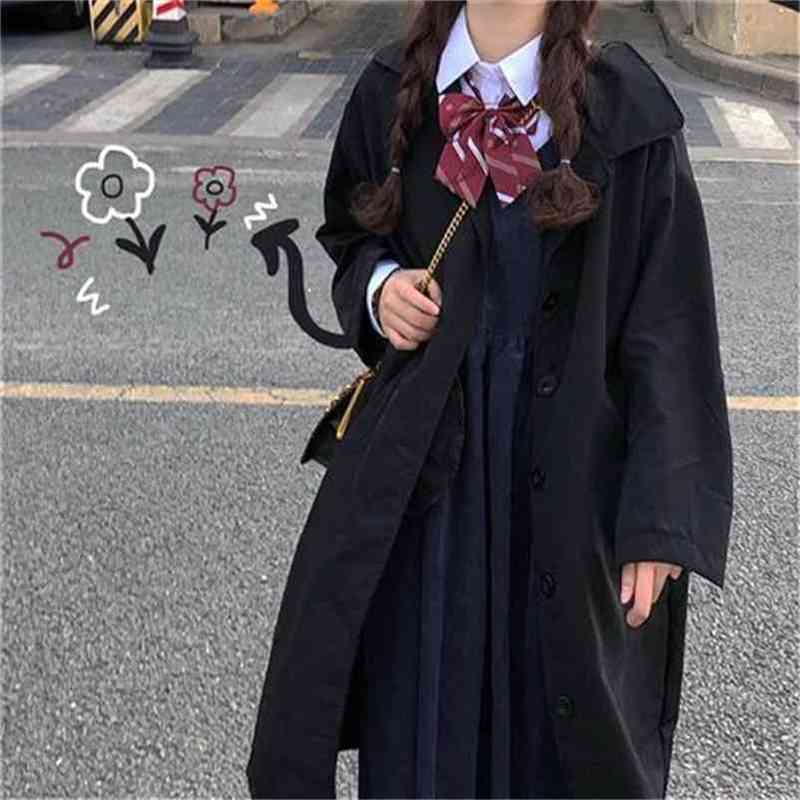 Spring Autumn Trench Coat Woman Suits Female Casual Loose Windbreakers Womens Long School Girl Suit 210519
Spring Autumn Trench Coat Woman Suits Female Casual Loose Windbreakers Womens Long School Girl Suit 210519