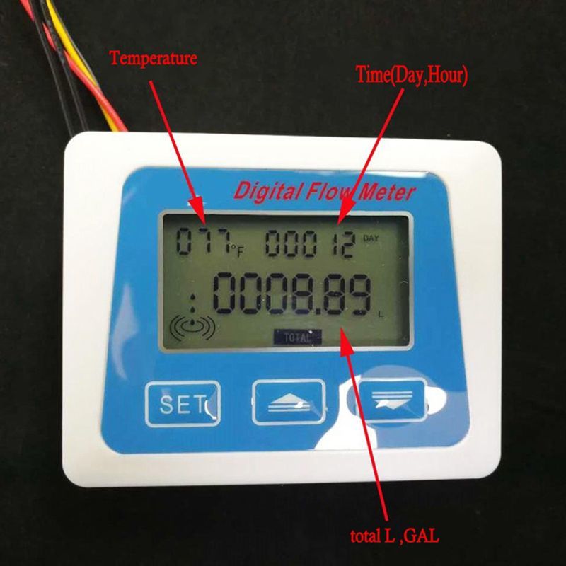 Digital Lcd Display Water Flow Sensor Flowmeter Rotameter Temperature