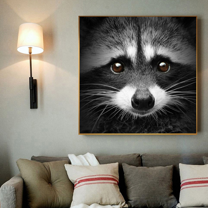 Cute Raccoon Poster Canvas Painting Wall Art Abstract Animal Picture For Living Room Home Decoration Cuadros No Frame