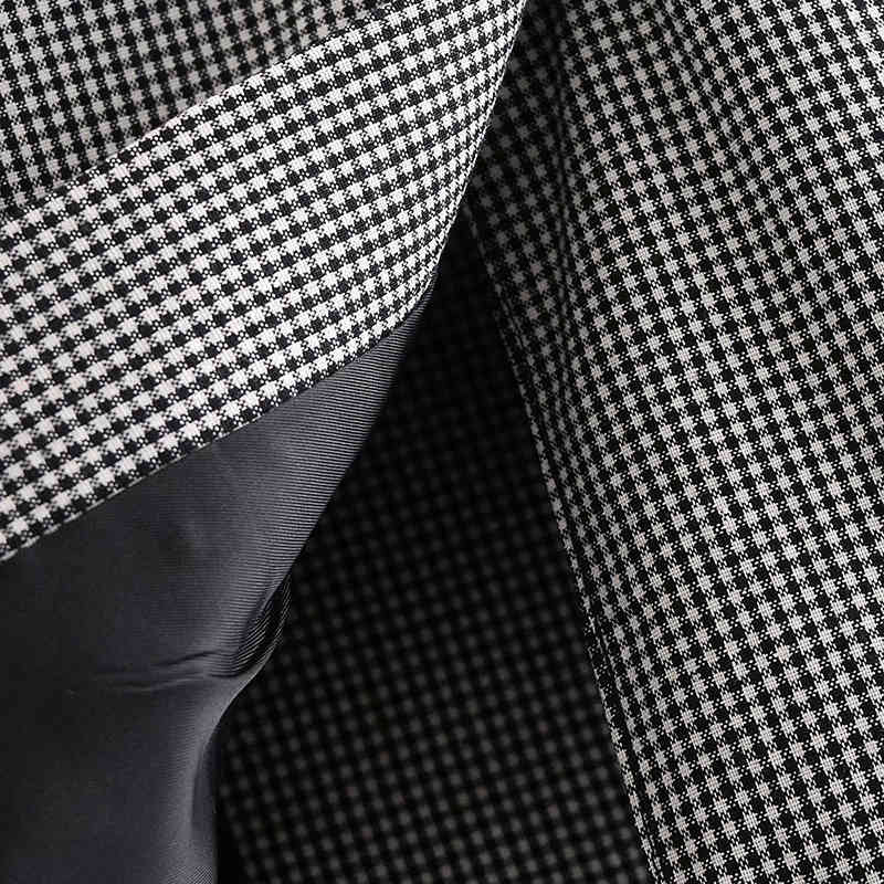 Women Elegant Plaid Blazer Long Sleeve Double Breasted Slim Check Coat Office Work Lattice Suit Jacket Outerwear 210520