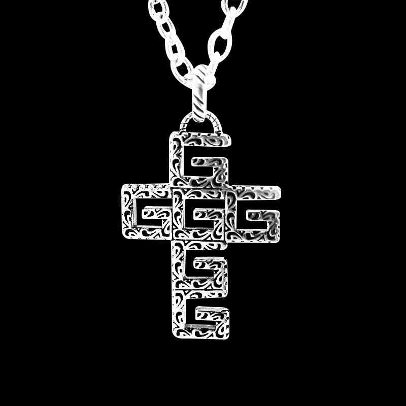 Hollow out cross necklace male hip hop personality square pattern pendant Christmas gift Jewel Exclusive sale_2UIW