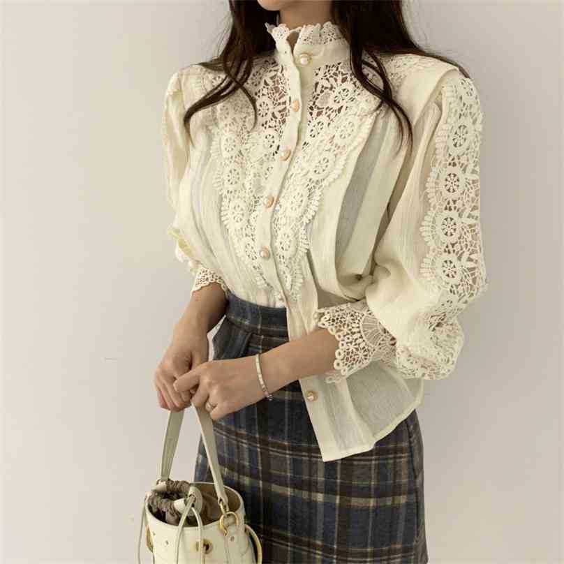 Sweet Chic Stand Hollow Out Patchwork Lace OL Office Lady Soft Casual Warm All-Match Stylish Blouses 2 Types 210525, Beige
Sweet Chic Stand Hollow Out Patchwork Lace OL Office Lady Soft Casual Warm All-Match Stylish Blouses 2 Types 210525, Beige