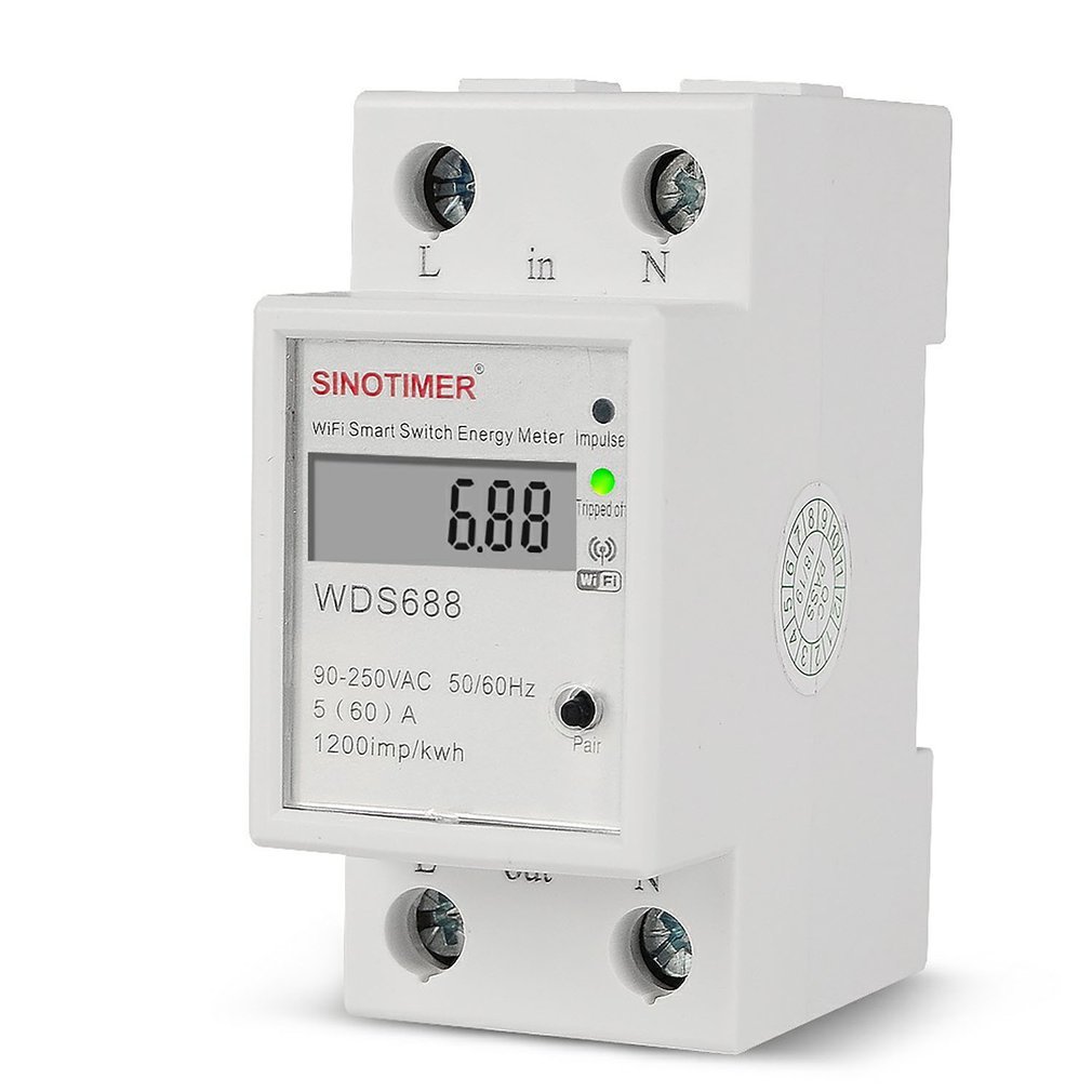 Digital Electrical Consumption Kwh Din Rail Smart Energy Meter Wifi Power Meter Watt Remote Control Switch Control Monitors 230V Ac new