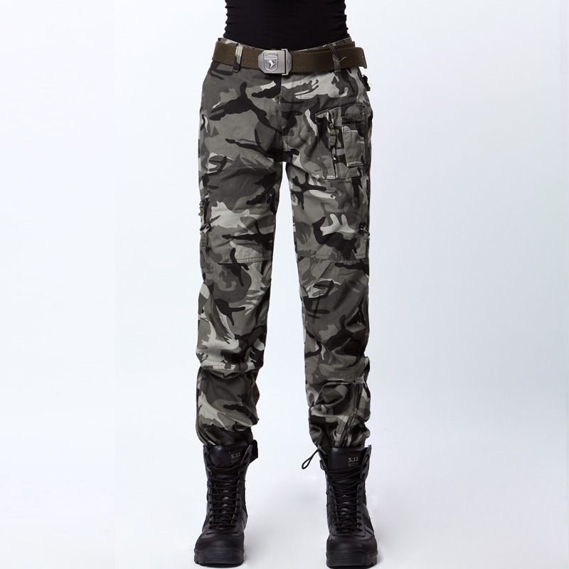 Cargo Pants Women Army Tooling Trousers Military Style Pants Femme Camo Loose Female Multi-pocket Camouflage Pant Plus Size 210518