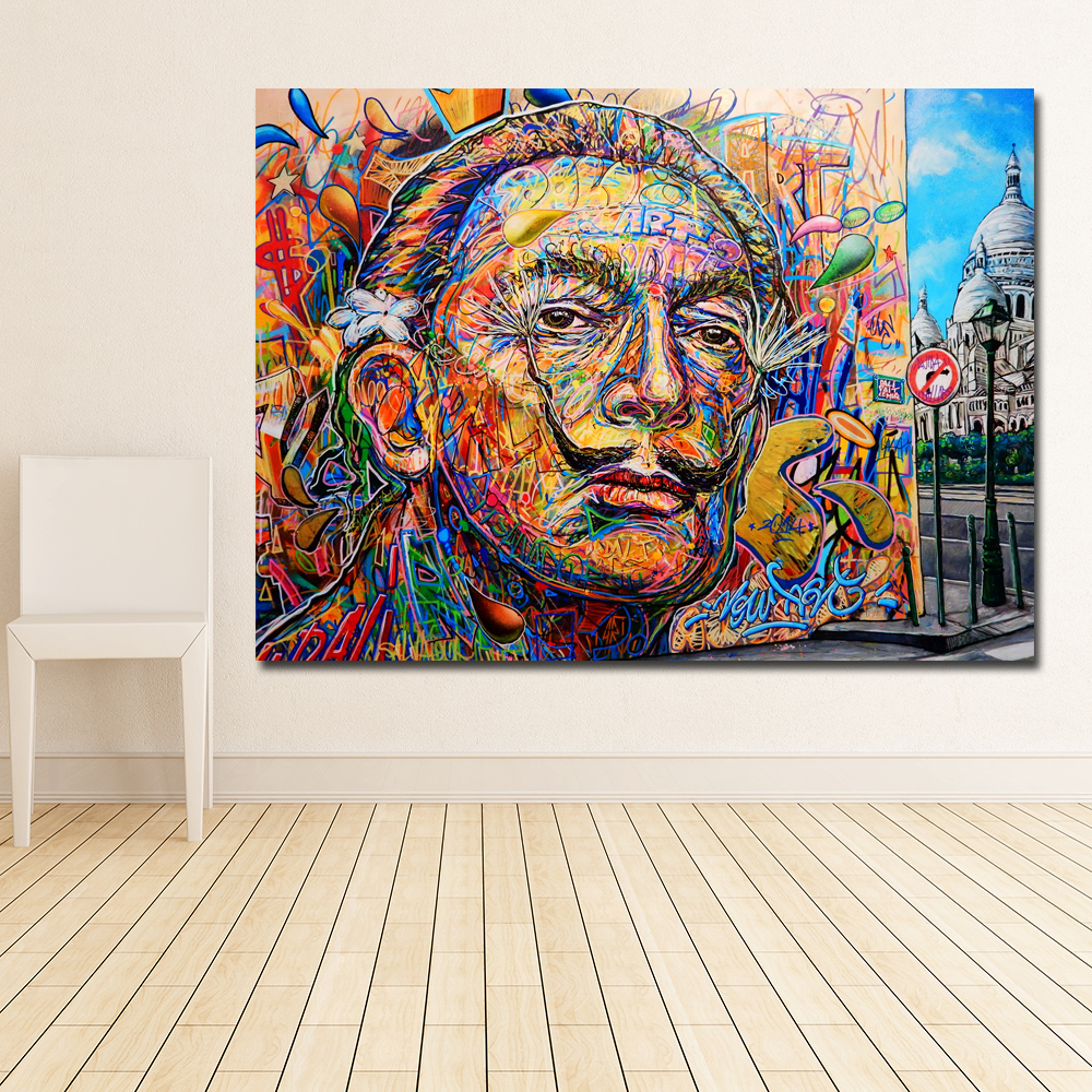 Salvador Dali Colorful Portrait Oil Painting Wall Art Canvas Posters Print For Living Room Home decoration