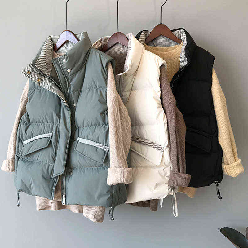 AZYT Cotton Down Women Vest Coat Stripe Thicken Winter Sleeveless Jacket Female Fashion Windproof Warm Waistcoat For 211120