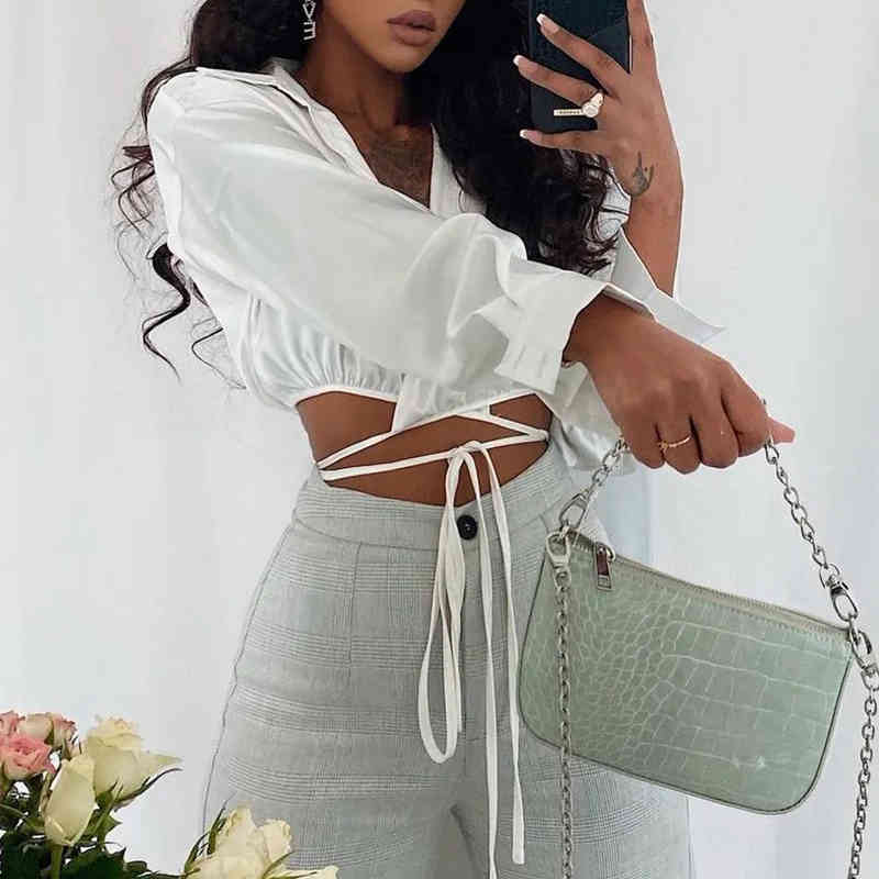 Women' Blouses & Shirts 2021 Bandage White Shirt Tops Women Cropped Sexy V neck OL short Female Blusas NBPP
Women' Blouses & Shirts 2021 Bandage White Shirt Tops Women Cropped Sexy V neck OL short Female Blusas NBPP