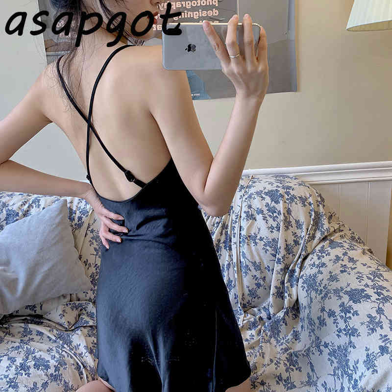 Dresses Sexy Summer Slim Plus Size Backless Green Satin Women Mini Temperament Sleeveless Black Silk Strap 210429