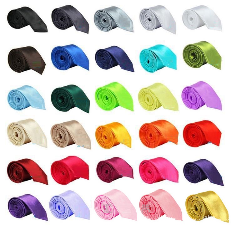 Solid Neck tie Casual Skinny men Polyester colorful 5cm Classic men handmade for Wedding Party