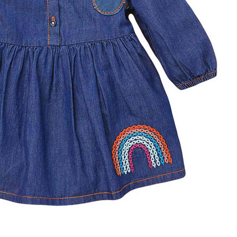 Spring Autumn Kids Cowboy Printing Dresses For Girls Princess Girl Long Sleeve 2-7Yrs 210429