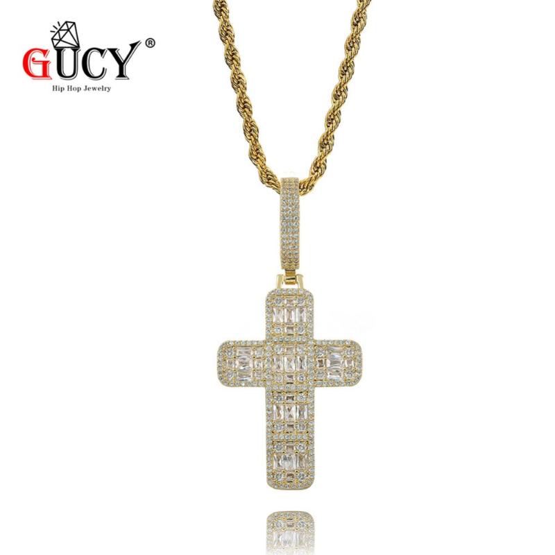 Pendant Necklaces GUCY Hip Hop Cross Necklace Gold Silver Color Iced Out Micro Pave CZ Stones Pendants & For Men Women
Pendant Necklaces GUCY Hip Hop Cross Necklace Gold Silver Color Iced Out Micro Pave CZ Stones Pendants & For Men Women