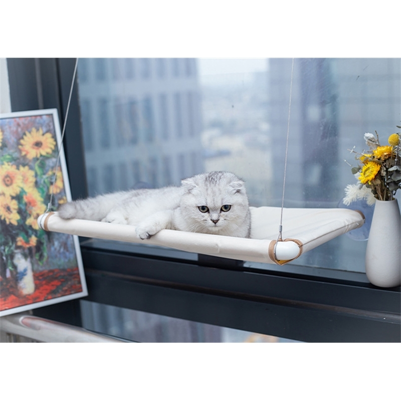 Cat Bed Hammock For Cats Lovely Breathable Lounger Installed Window Beds Cat's House Suction Cup Wall Mount Kitten Supplies Rest 210722