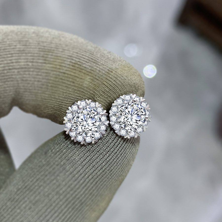 Round cut 0.5ct lab Diamond Stud Earring 925 sterling silver Jewelry Engagement Wedding Earrings for Women Bridal Party Gift