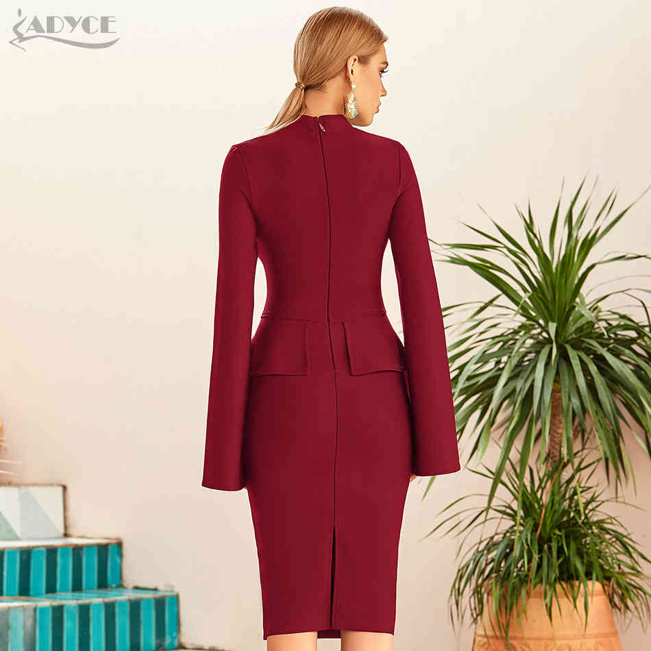 Winter Women Black Long Cloak Sleeve Bandage Dress Sexy Midi Blue Celebrity Runway Party Bodycon Club Dresses 210423
