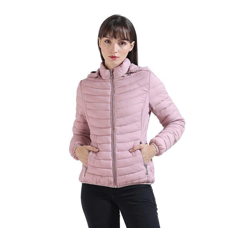 SANTELON Winter Women Padded Jacket Slim Short Parka Outdoor Warm Clothes Portable Store In A Bag Ultralight Coat For Chile 210819